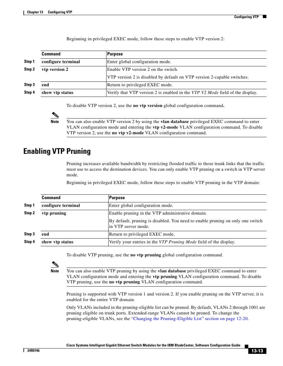 Enabling vtp pruning | IBM 12.1(22)EA6 User Manual | Page 275 / 550