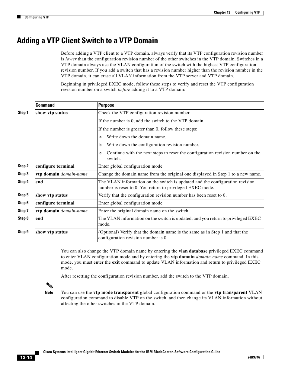 Adding a vtp client switch to a vtp domain | IBM 12.1(22)EA6 User Manual | Page 276 / 550