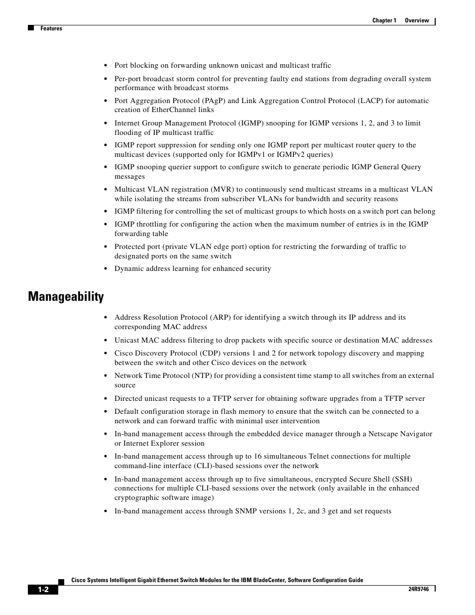 Manageability | IBM 12.1(22)EA6 User Manual | Page 28 / 550