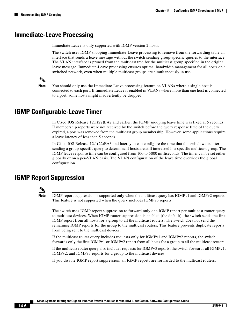 Immediate-leave processing, Igmp configurable-leave timer, Igmp report suppression | IBM 12.1(22)EA6 User Manual | Page 284 / 550