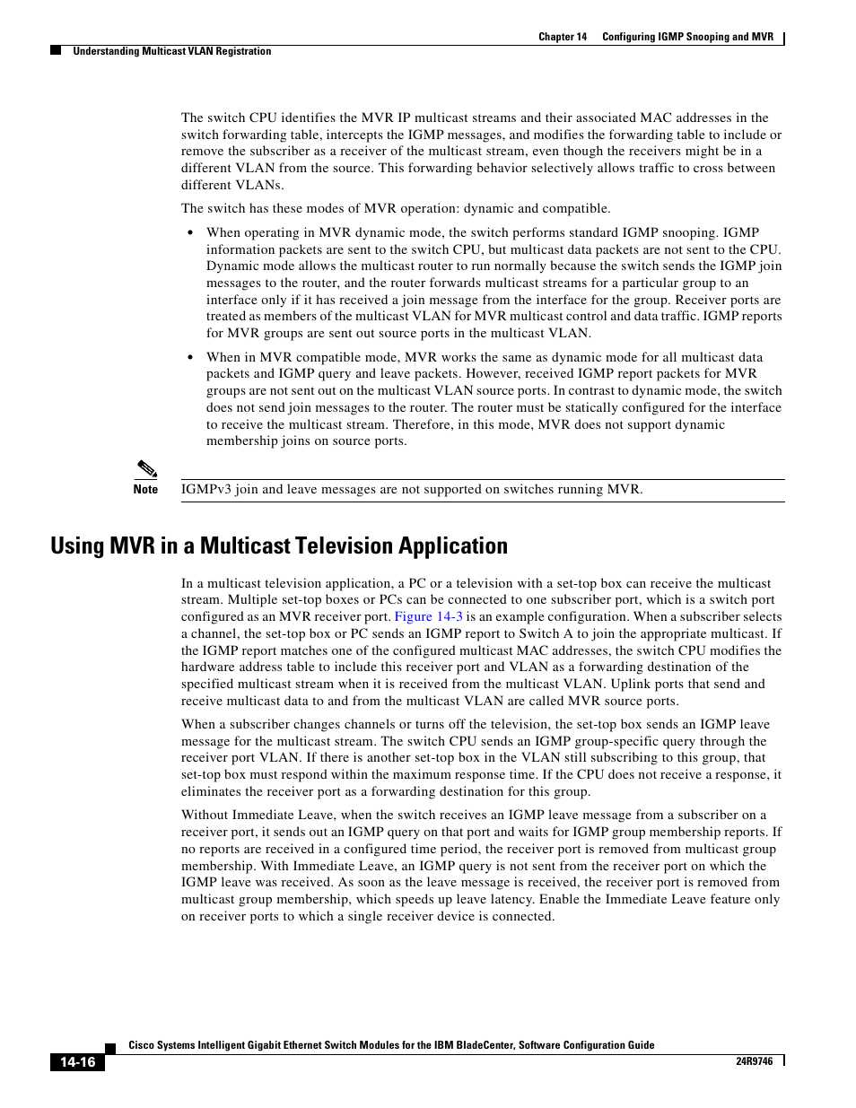 Using mvr in a multicast television application | IBM 12.1(22)EA6 User Manual | Page 294 / 550