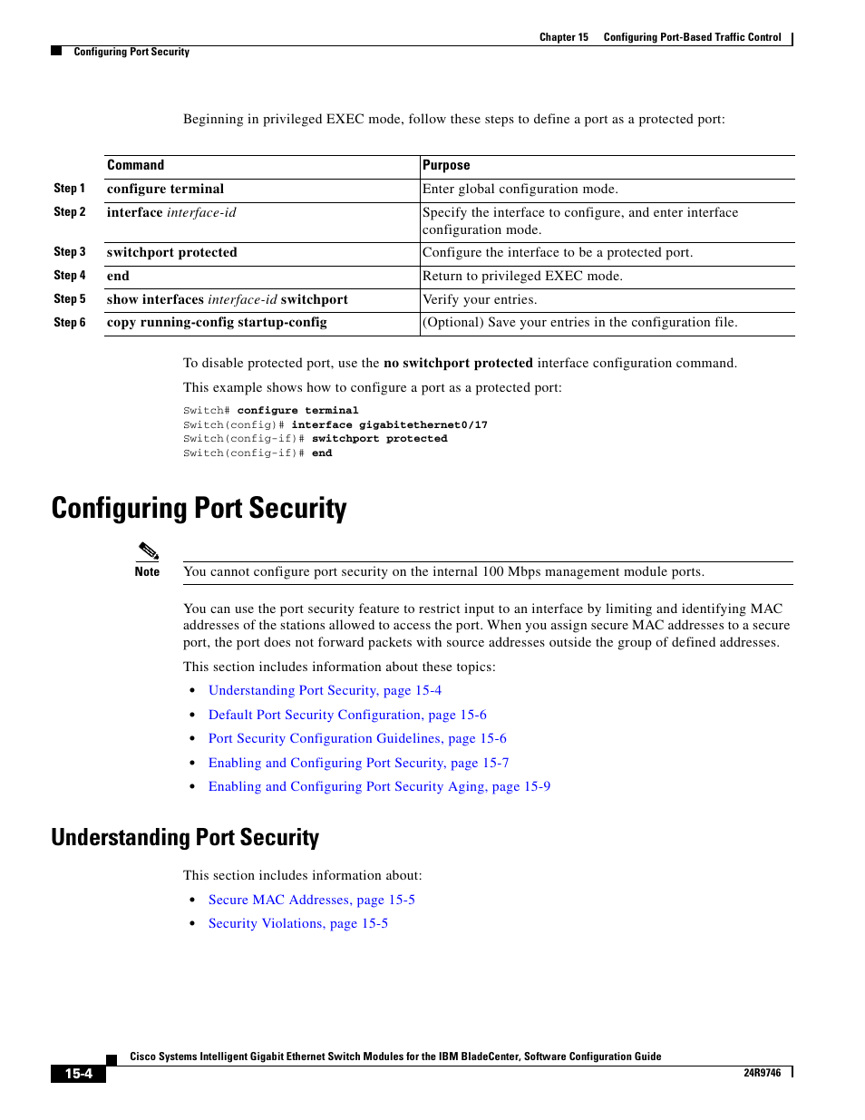 Configuring port security, Understanding port security | IBM 12.1(22)EA6 User Manual | Page 310 / 550