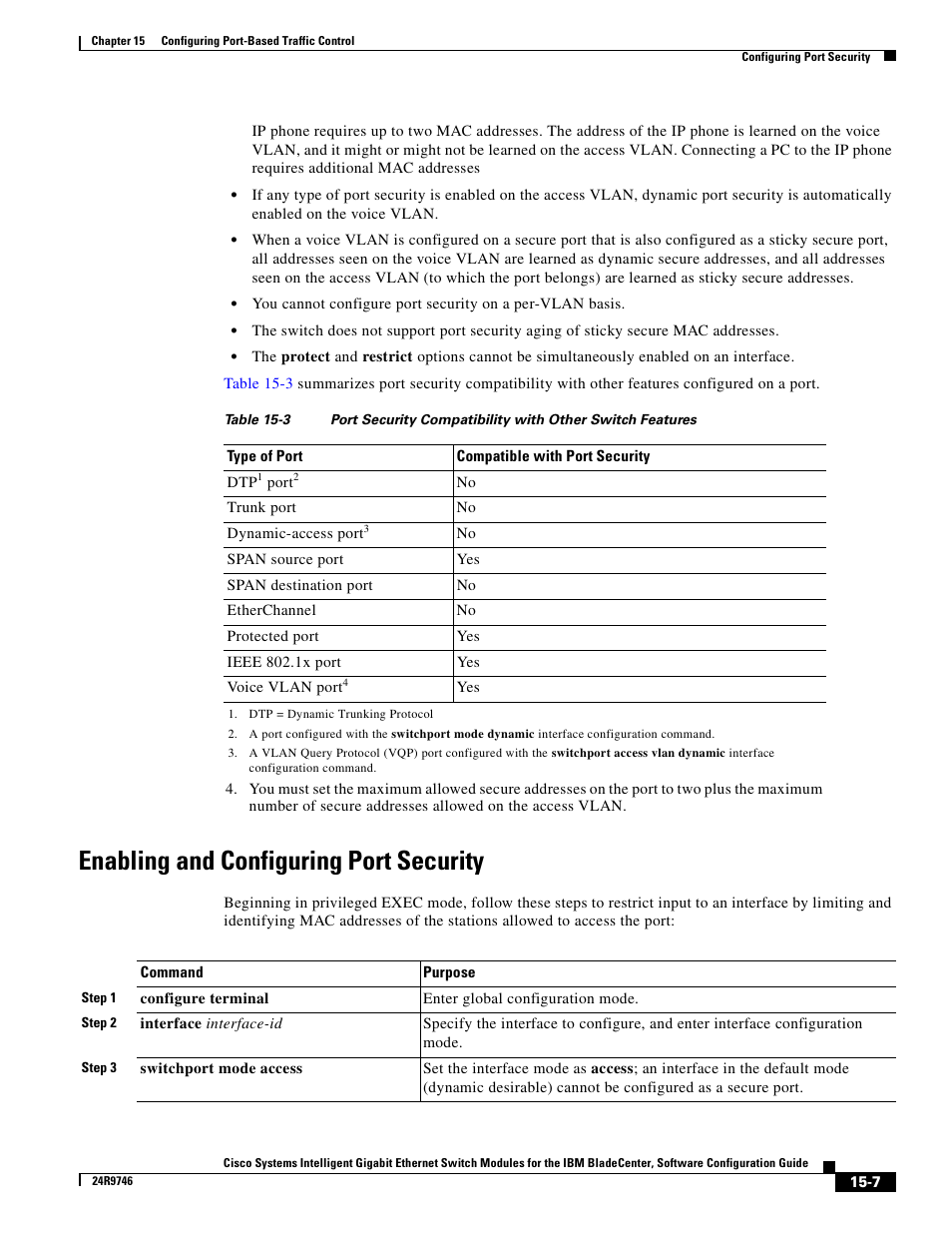 Enabling and configuring port security | IBM 12.1(22)EA6 User Manual | Page 313 / 550
