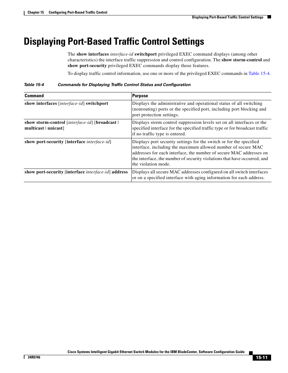 Displaying port-based traffic control settings | IBM 12.1(22)EA6 User Manual | Page 317 / 550