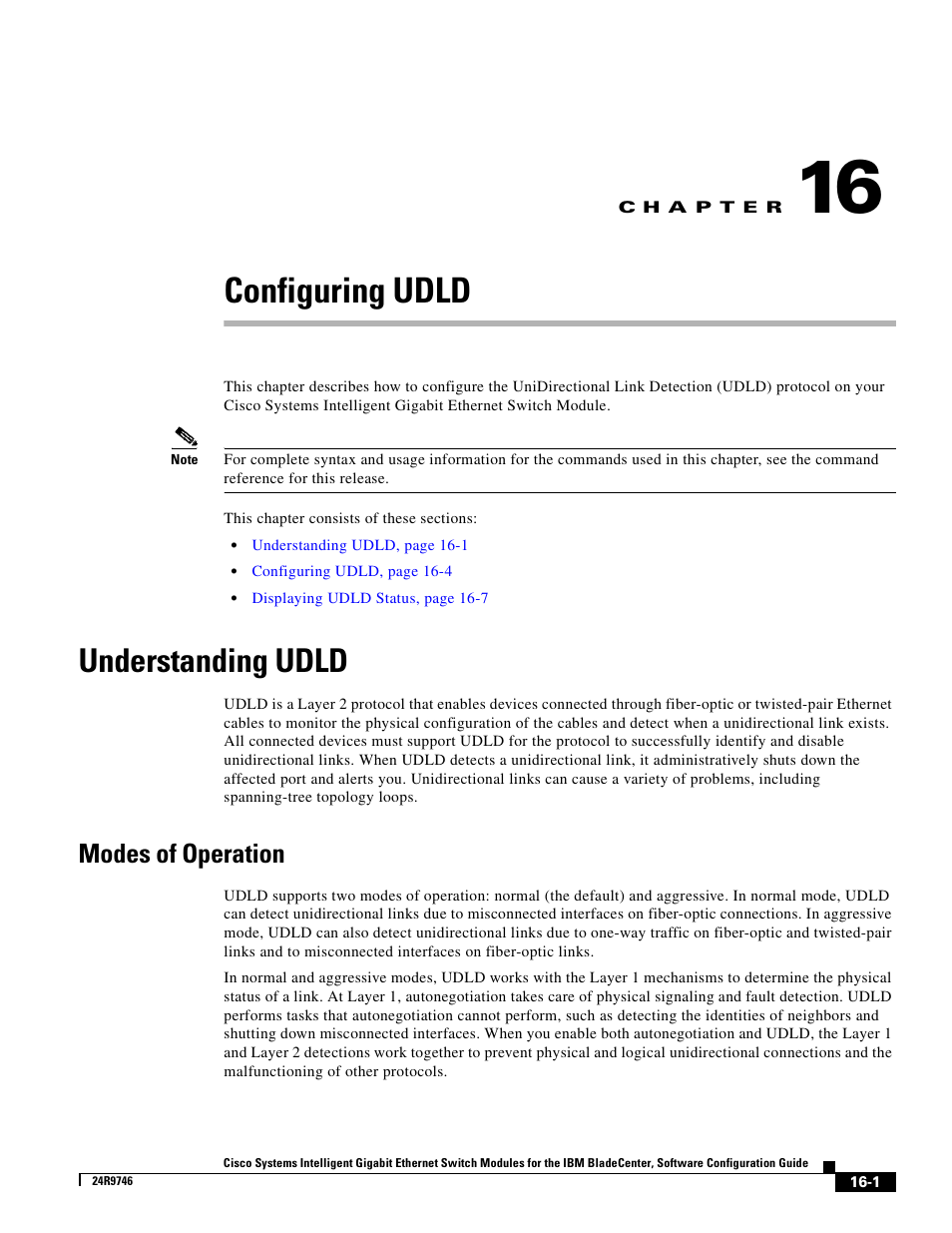 Configuring udld, Understanding udld, Modes of operation | C h a p t e r | IBM 12.1(22)EA6 User Manual | Page 319 / 550