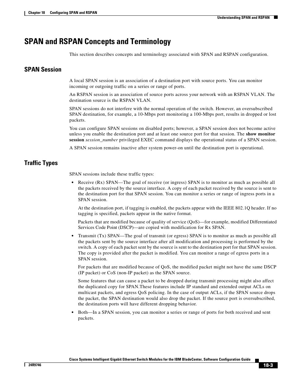 Span and rspan concepts and terminology, Span session, Traffic types | IBM 12.1(22)EA6 User Manual | Page 335 / 550