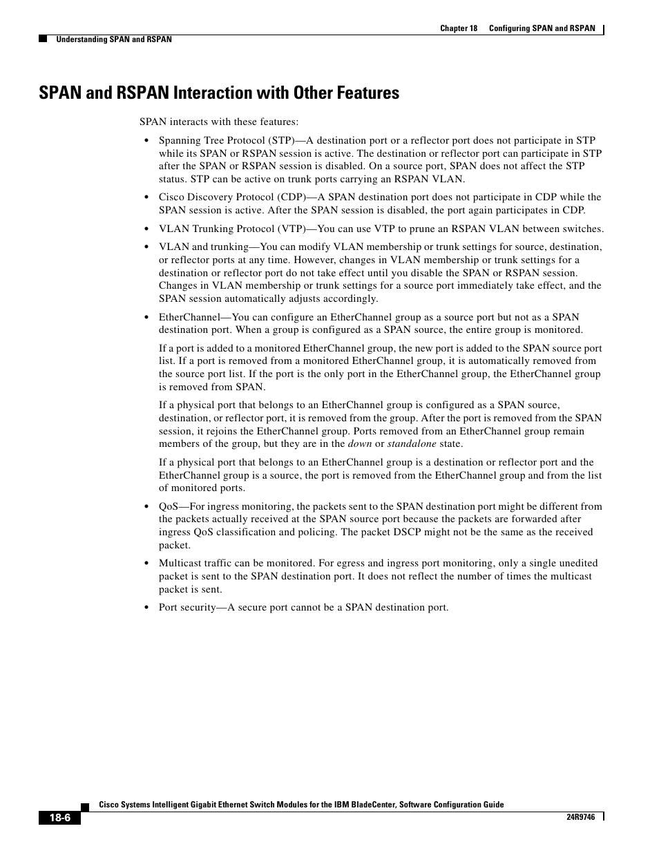 Span and rspan interaction with other features | IBM 12.1(22)EA6 User Manual | Page 338 / 550