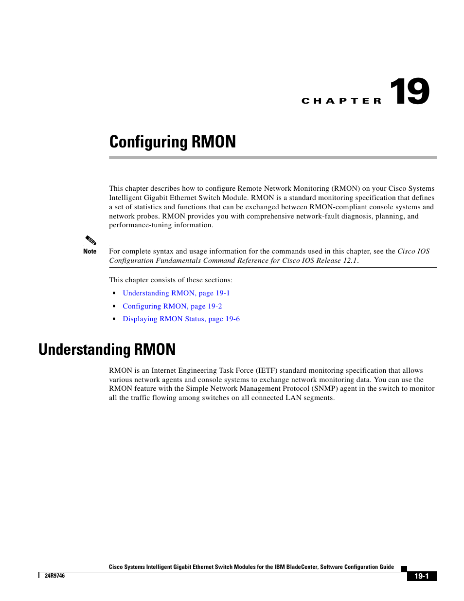 Configuring rmon, Understanding rmon, C h a p t e r | IBM 12.1(22)EA6 User Manual | Page 351 / 550