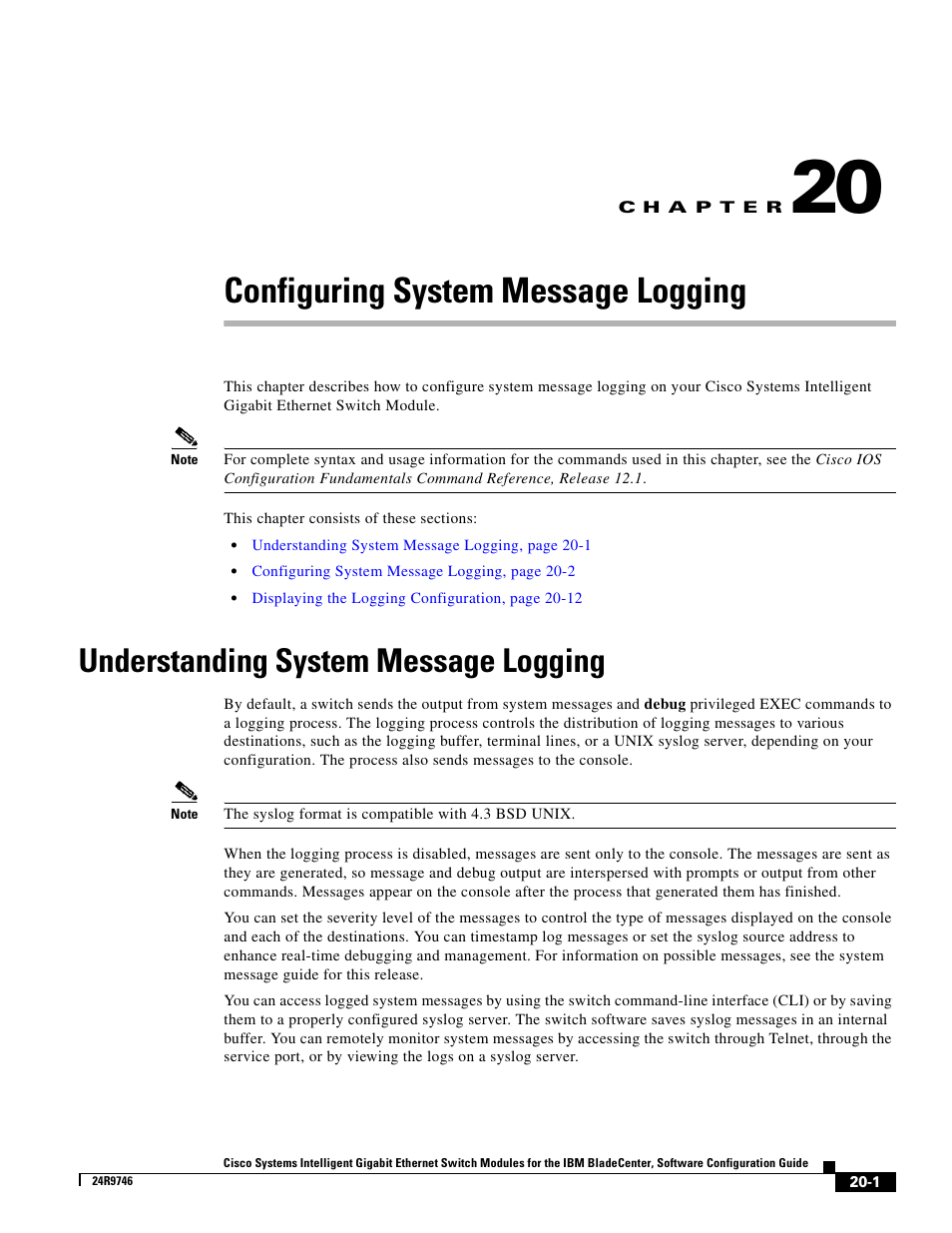 Configuring system message logging, Understanding system message logging, C h a p t e r | IBM 12.1(22)EA6 User Manual | Page 357 / 550