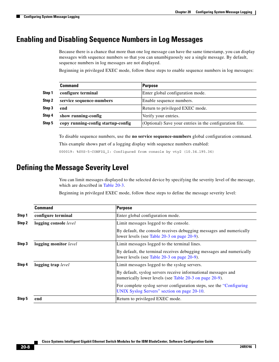 Defining the message severity level | IBM 12.1(22)EA6 User Manual | Page 364 / 550