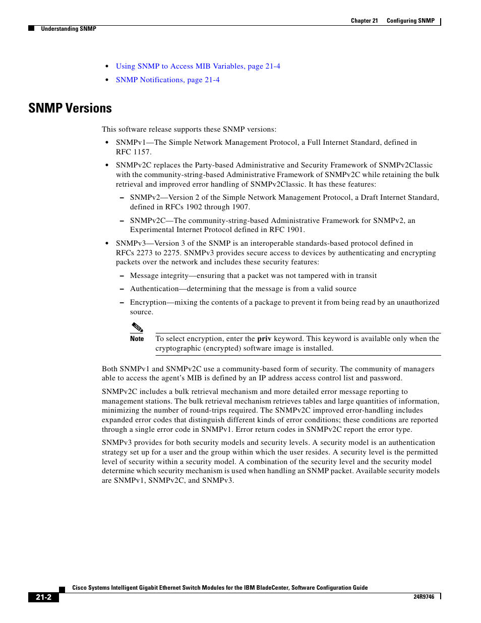 Snmp versions | IBM 12.1(22)EA6 User Manual | Page 370 / 550