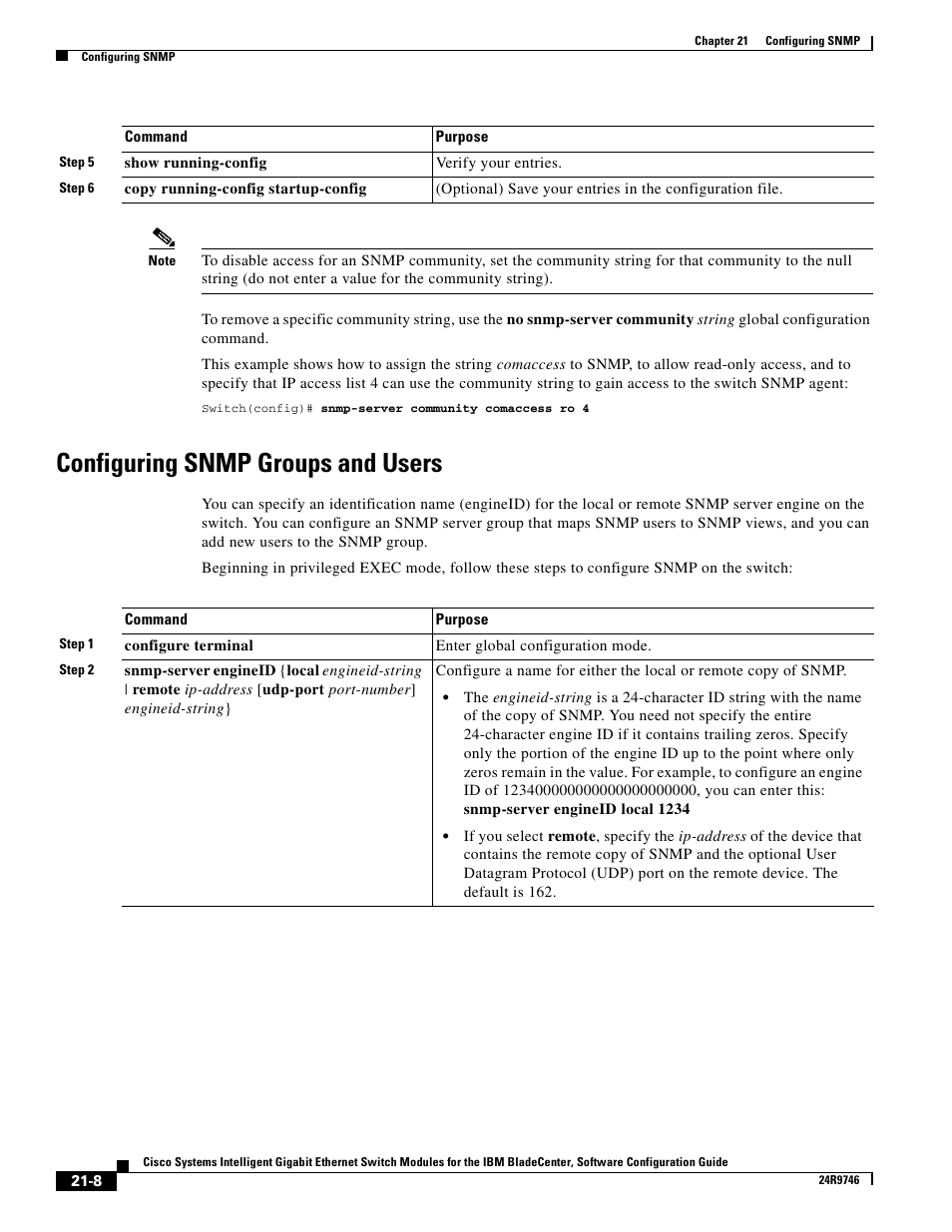 Configuring snmp groups and users | IBM 12.1(22)EA6 User Manual | Page 376 / 550