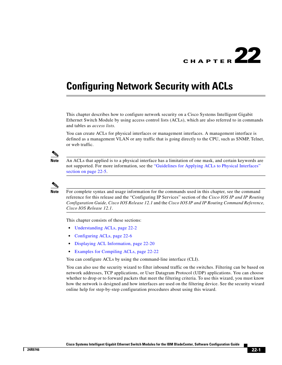 Configuring network security with acls, C h a p t e r | IBM 12.1(22)EA6 User Manual | Page 385 / 550