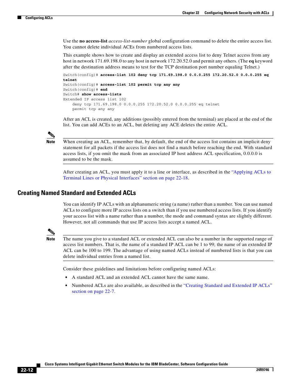 Creating named standard and extended acls | IBM 12.1(22)EA6 User Manual | Page 396 / 550