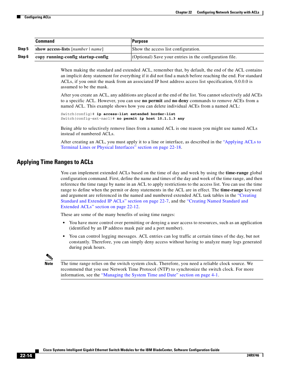 Applying time ranges to acls, Applying time ranges to acls” section on | IBM 12.1(22)EA6 User Manual | Page 398 / 550