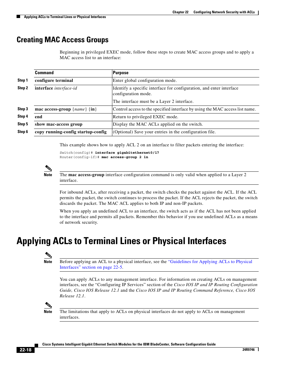 Creating mac access groups, Applying acls to | IBM 12.1(22)EA6 User Manual | Page 402 / 550