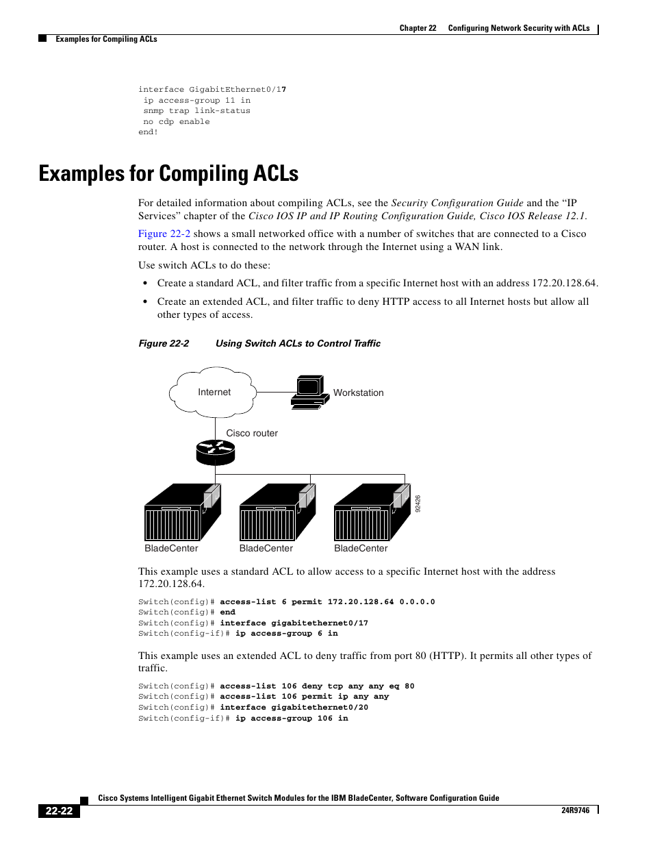 Examples for compiling acls | IBM 12.1(22)EA6 User Manual | Page 406 / 550
