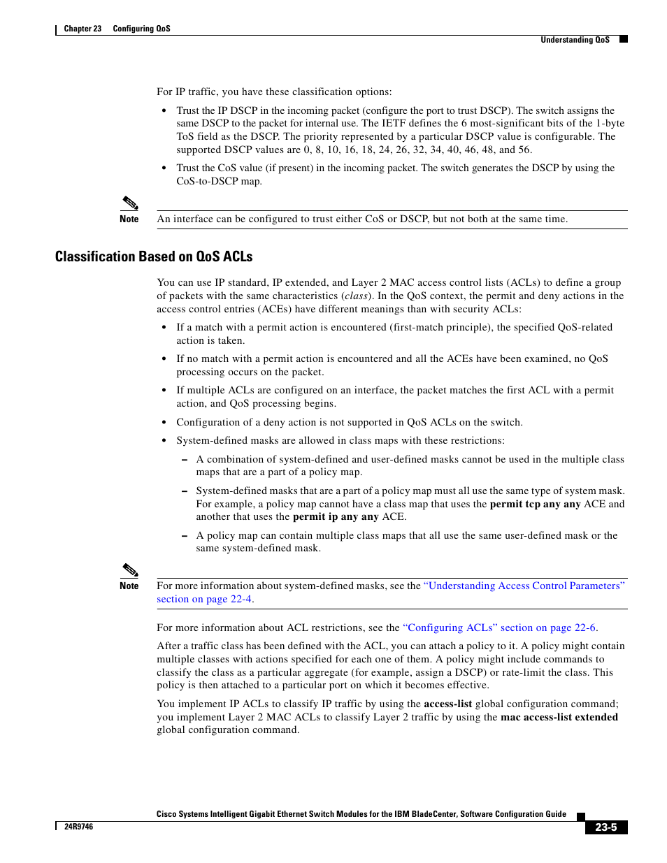 Classification based on qos acls | IBM 12.1(22)EA6 User Manual | Page 413 / 550