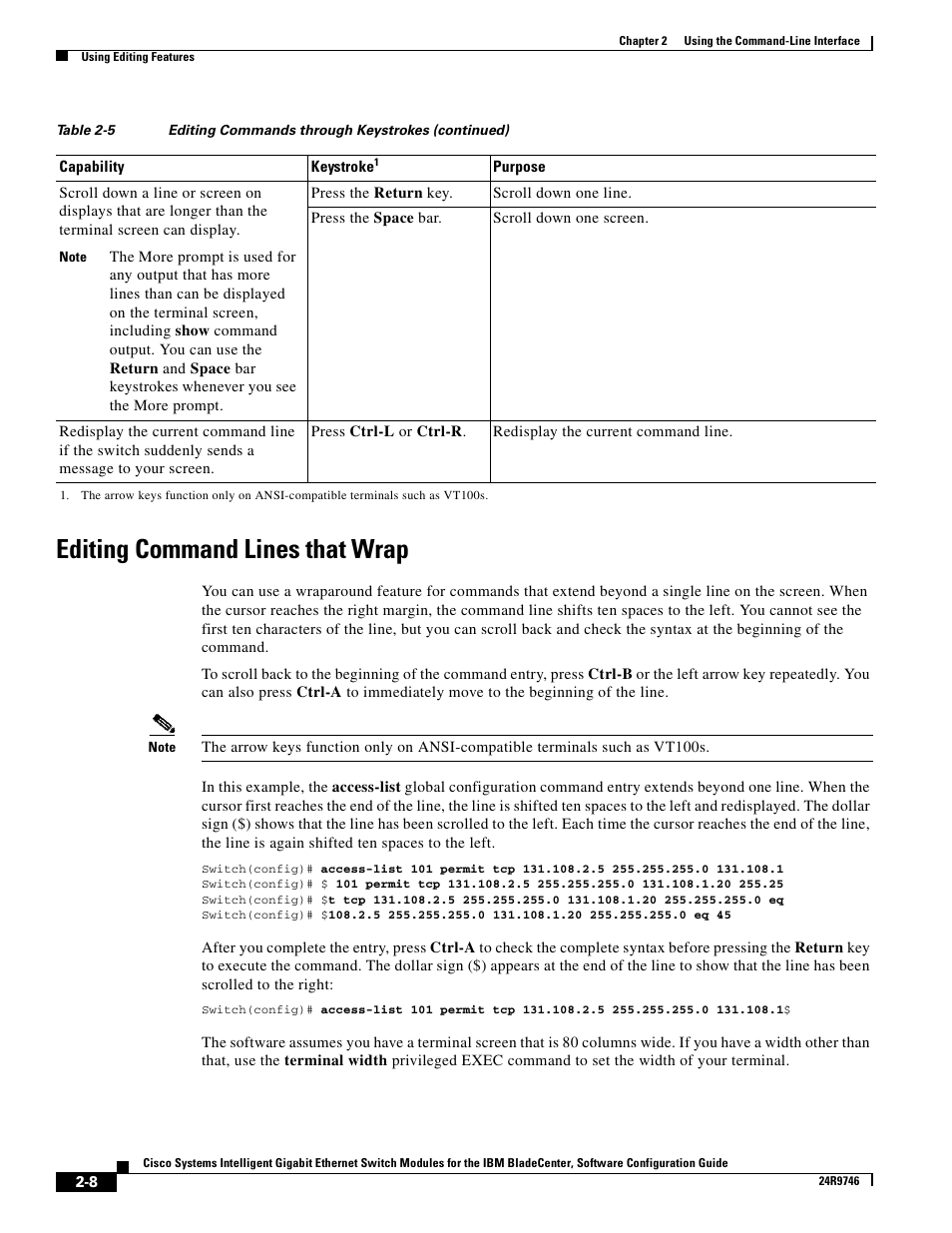 Editing command lines that wrap | IBM 12.1(22)EA6 User Manual | Page 42 / 550