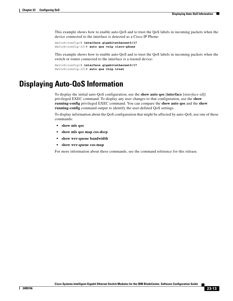 Displaying auto-qos information | IBM 12.1(22)EA6 User Manual | Page 421 / 550