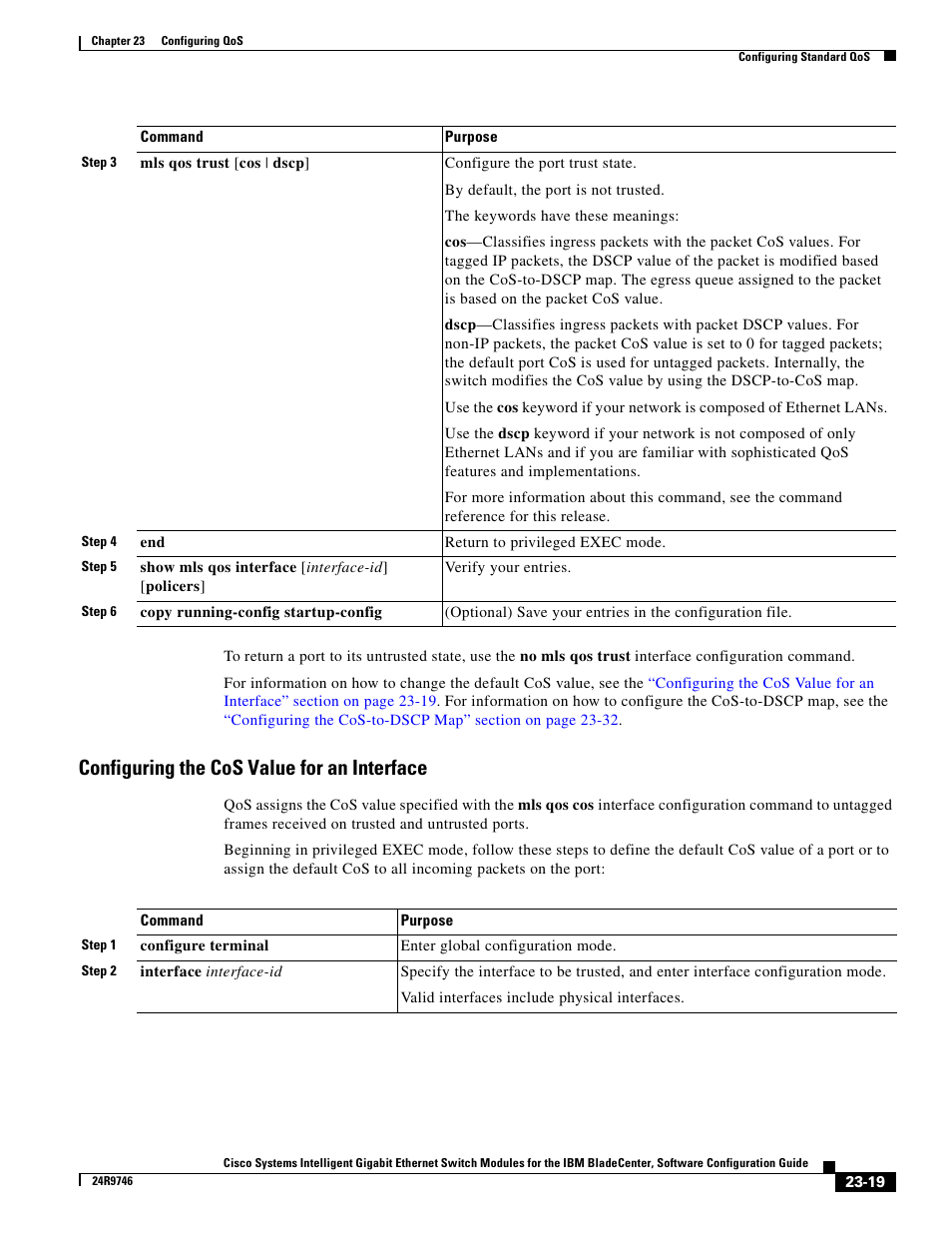 Configuring the cos value for an interface | IBM 12.1(22)EA6 User Manual | Page 427 / 550