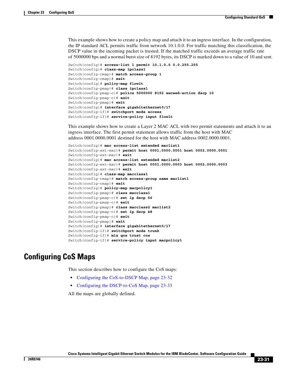 Configuring cos maps | IBM 12.1(22)EA6 User Manual | Page 439 / 550