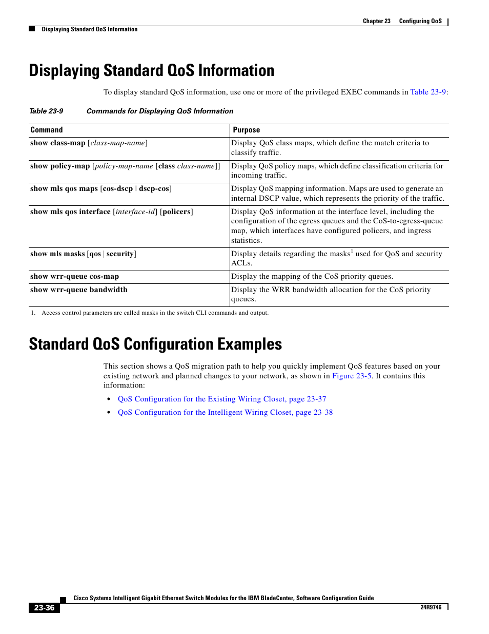 Displaying standard qos information, Standard qos configuration examples | IBM 12.1(22)EA6 User Manual | Page 444 / 550