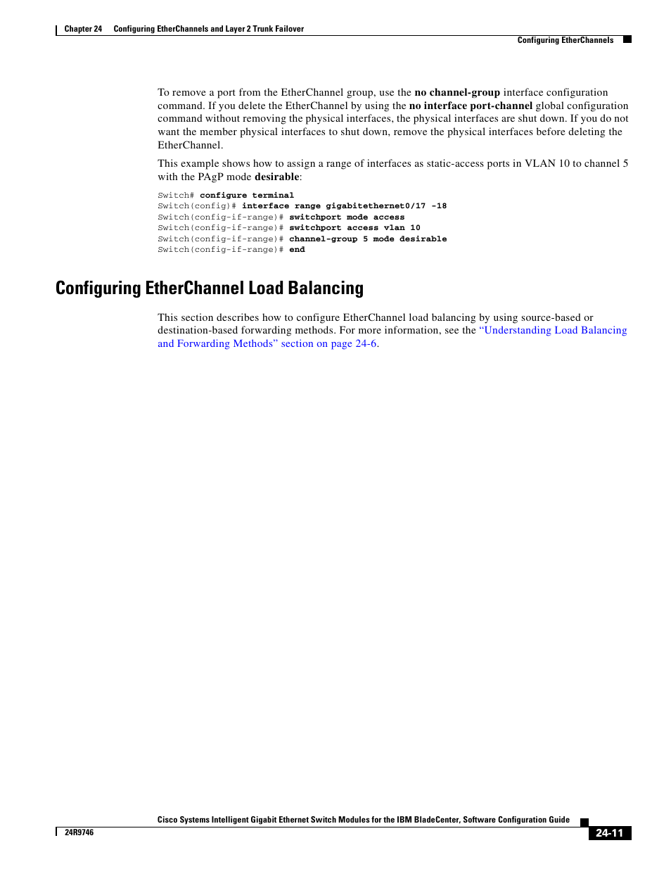 Configuring etherchannel load balancing | IBM 12.1(22)EA6 User Manual | Page 459 / 550