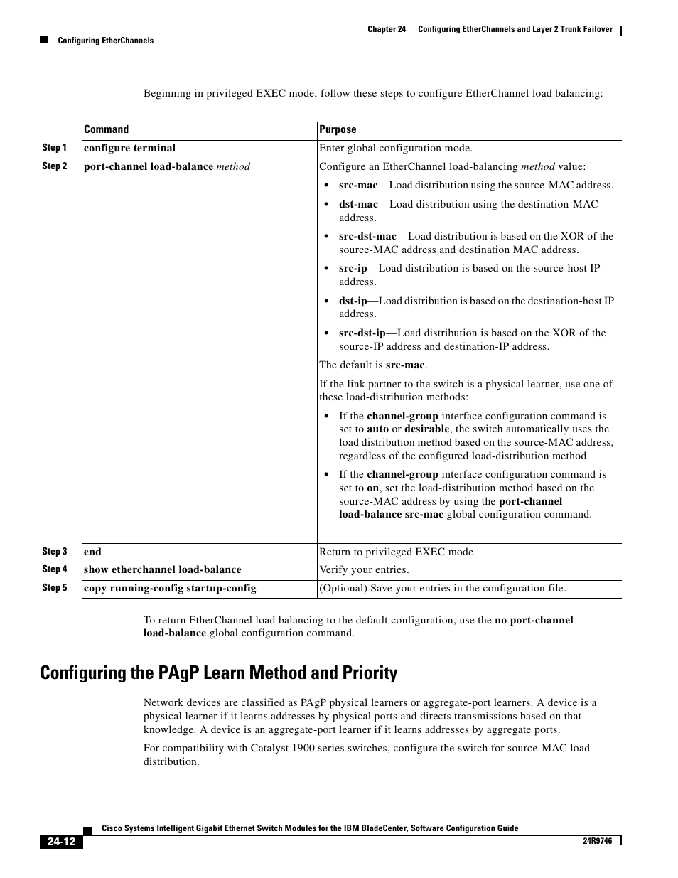 Configuring the pagp learn method and priority | IBM 12.1(22)EA6 User Manual | Page 460 / 550