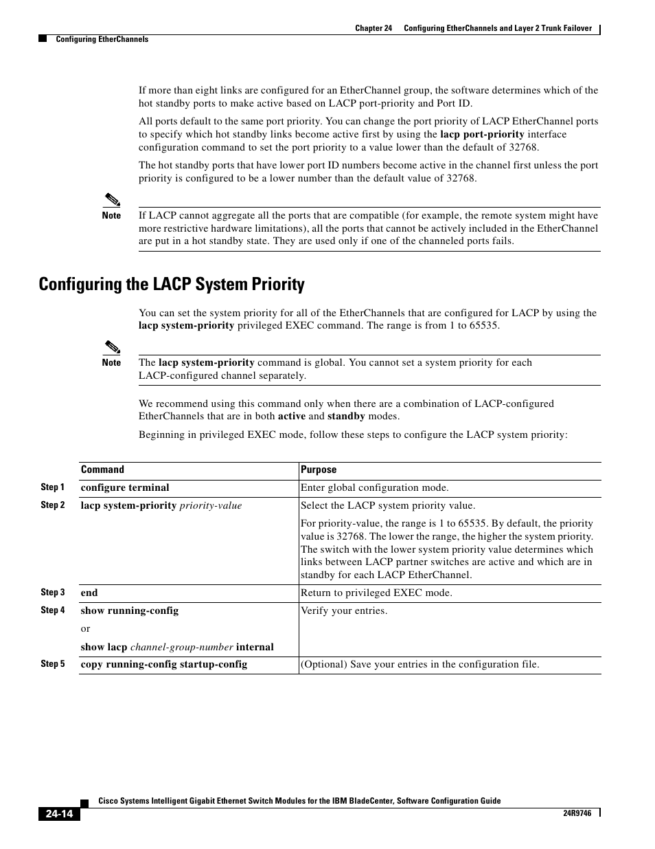 Configuring the lacp system priority | IBM 12.1(22)EA6 User Manual | Page 462 / 550