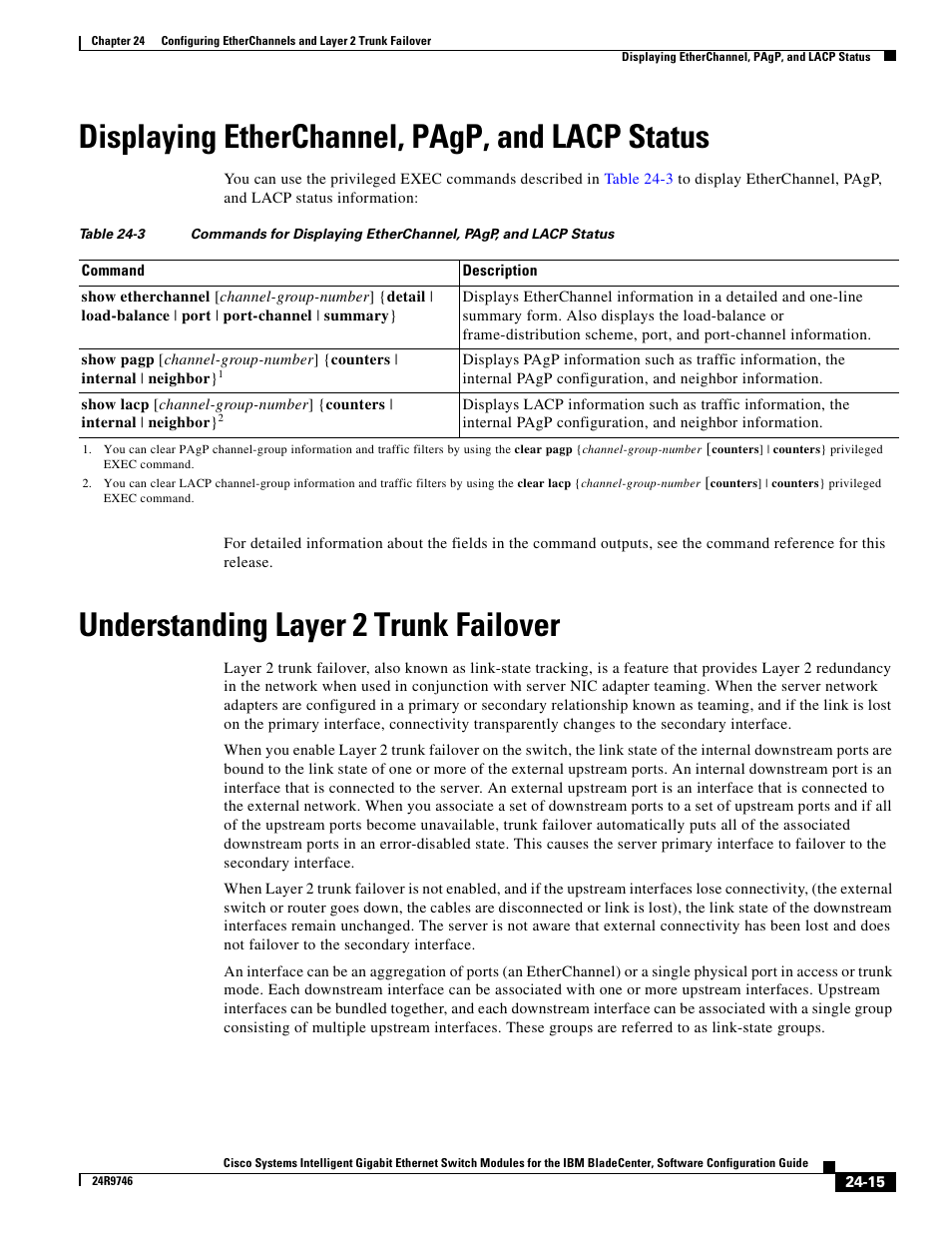 Displaying etherchannel, pagp, and lacp status, Understanding layer 2 trunk failover | IBM 12.1(22)EA6 User Manual | Page 463 / 550
