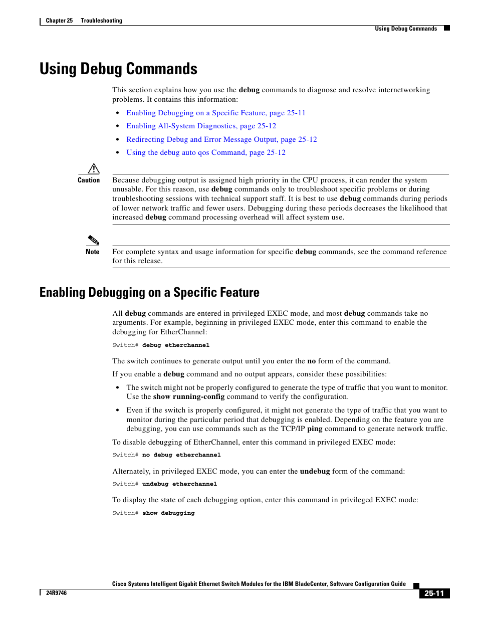 Using debug commands, Enabling debugging on a specific feature | IBM 12.1(22)EA6 User Manual | Page 477 / 550