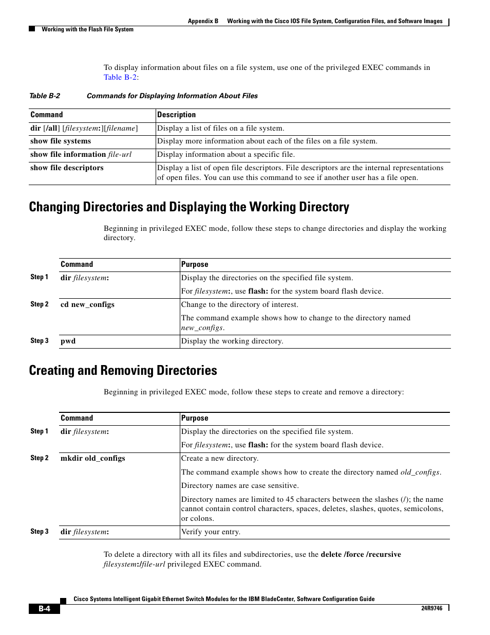 Creating and removing directories | IBM 12.1(22)EA6 User Manual | Page 488 / 550