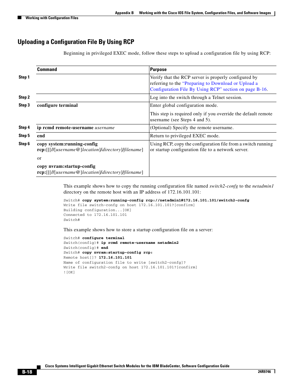 Uploading a configuration file by using rcp | IBM 12.1(22)EA6 User Manual | Page 502 / 550