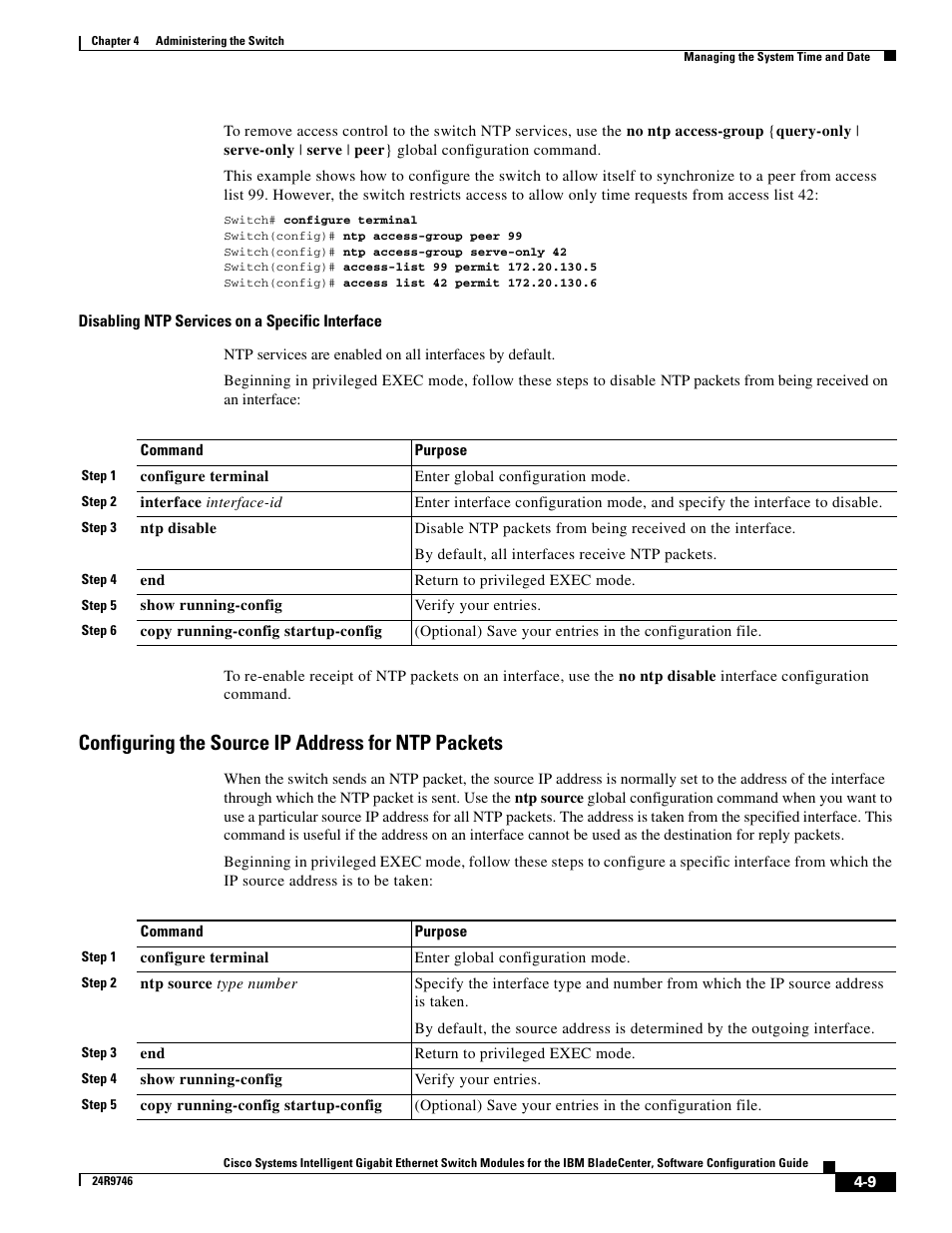 Configuring the source ip address for ntp packets | IBM 12.1(22)EA6 User Manual | Page 65 / 550