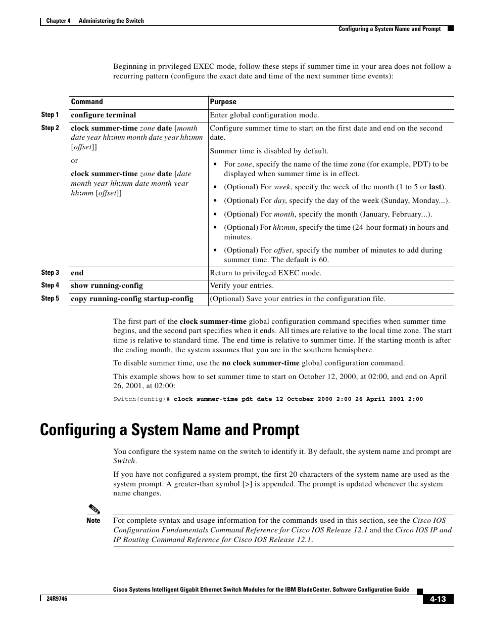 Configuring a system name and prompt | IBM 12.1(22)EA6 User Manual | Page 69 / 550