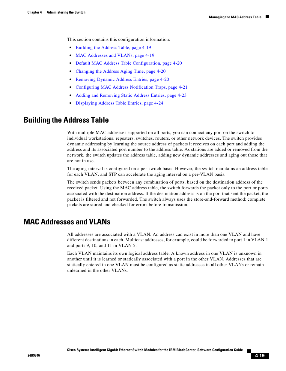 Building the address table, Mac addresses and vlans | IBM 12.1(22)EA6 User Manual | Page 75 / 550