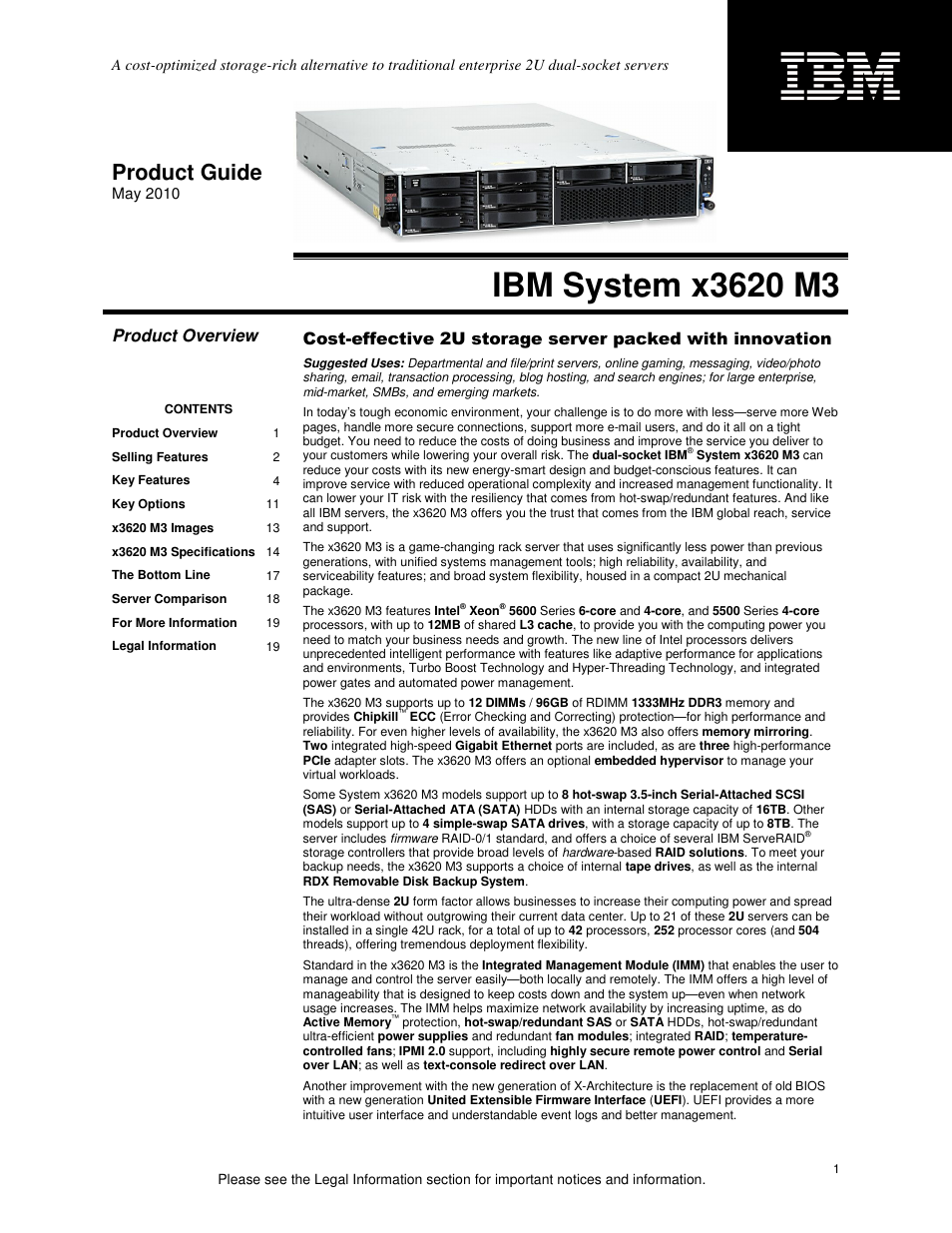 IBM X3620 M3 User Manual | 19 pages