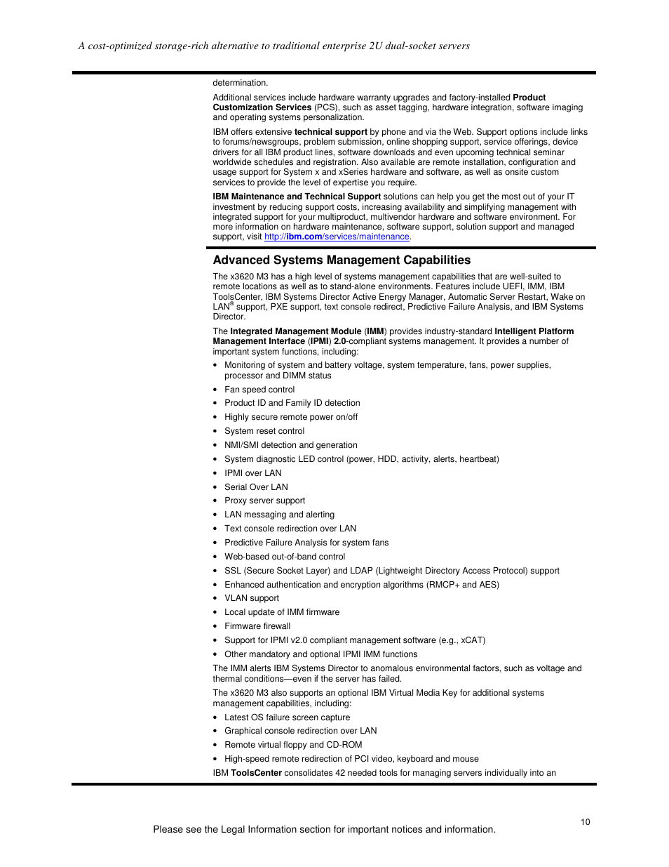 Advanced systems management capabilities | IBM X3620 M3 User Manual | Page 10 / 19