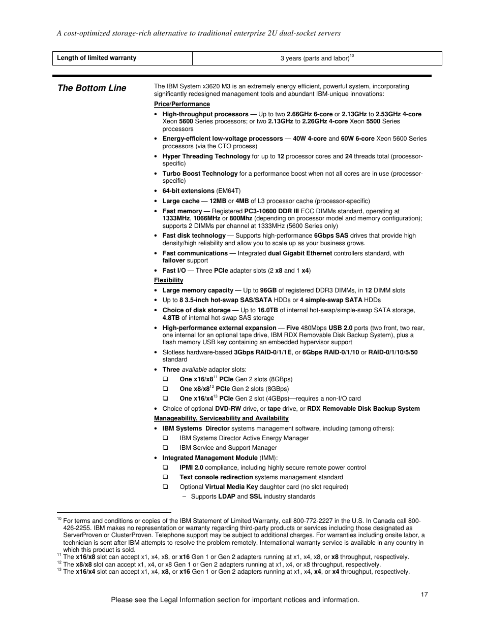 The bottom line | IBM X3620 M3 User Manual | Page 17 / 19