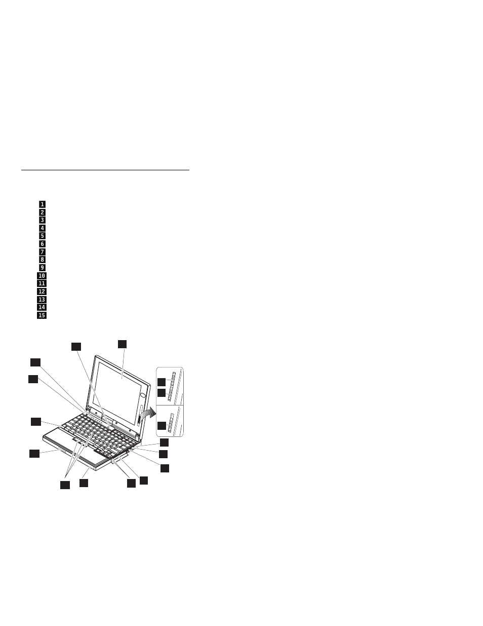 Locations, Front view, Locations front view | IBM THINKPAD 760C/CD (9546) User Manual | Page 333 / 630