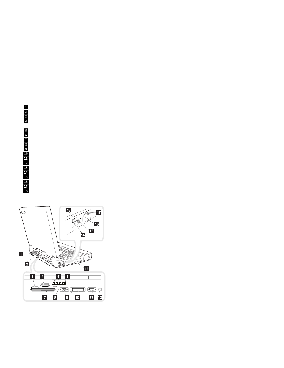 Rear view | IBM THINKPAD 760C/CD (9546) User Manual | Page 491 / 630