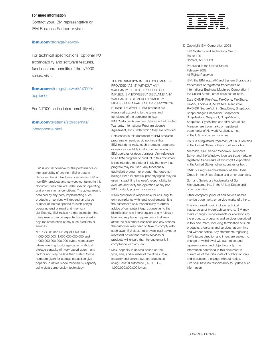 For more information | IBM N7000 User Manual | Page 8 / 8