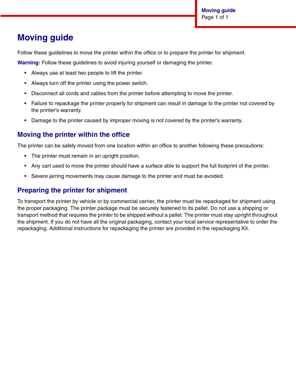 Moving guide | IBM INFOPRINT COLOR 1464 User Manual | Page 35 / 40