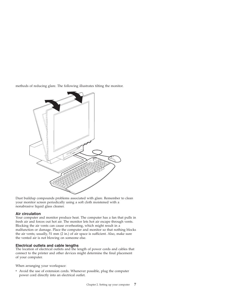 Air circulation, Electrical outlets and cable lengths | IBM NETVISTA X40 6643 User Manual | Page 23 / 120
