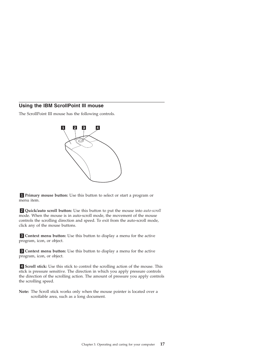 Using the ibm scrollpoint iii mouse | IBM NETVISTA X40 6643 User Manual | Page 33 / 120