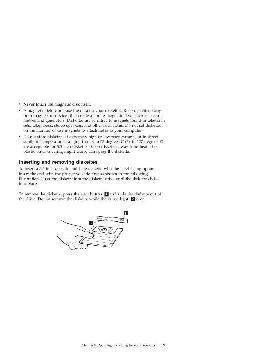Inserting and removing diskettes | IBM NETVISTA X40 6643 User Manual | Page 35 / 120