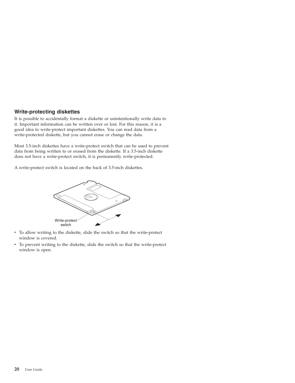 Write-protecting diskettes | IBM NETVISTA X40 6643 User Manual | Page 36 / 120