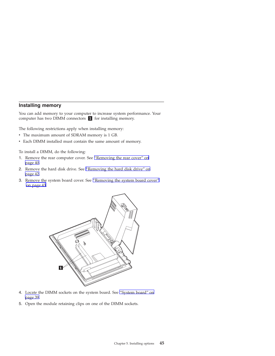 Installing memory | IBM NETVISTA X40 6643 User Manual | Page 61 / 120