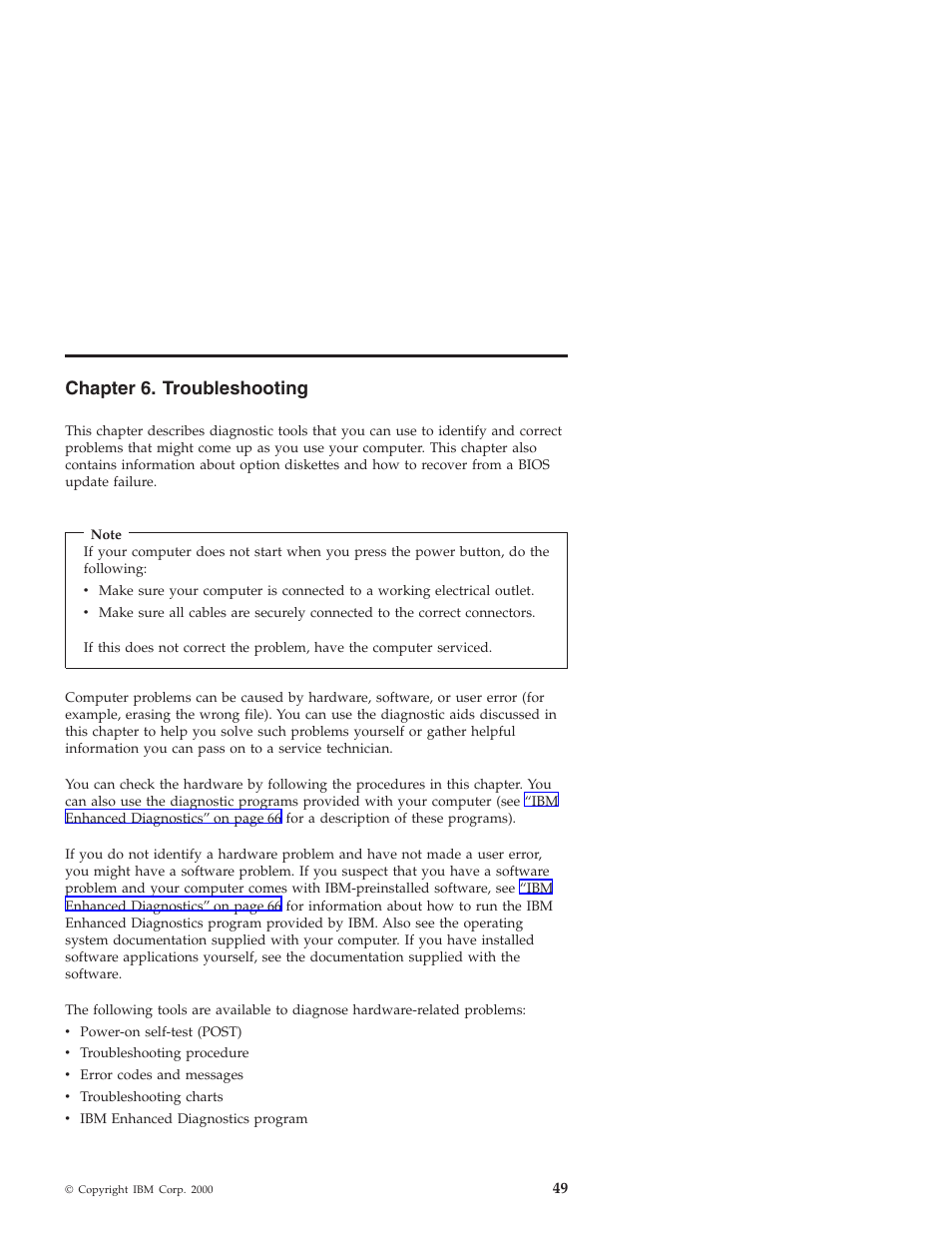 Chapter 6. troubleshooting | IBM NETVISTA X40 6643 User Manual | Page 65 / 120